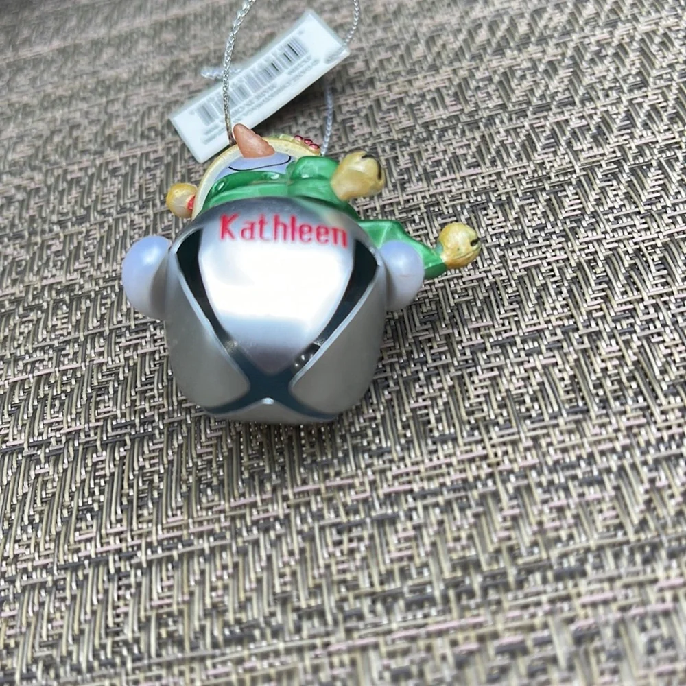 Kathleen Personalized Jingle Bell Snowman Christmas Ornament NWT